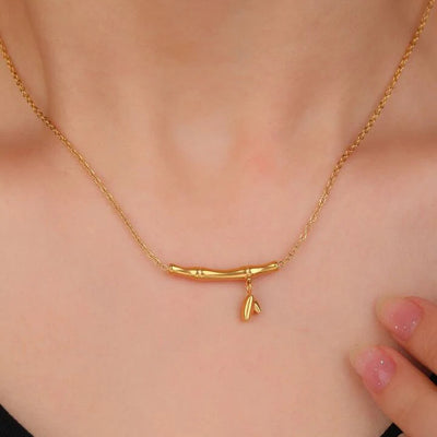 Gold Bamboo Charm Necklace